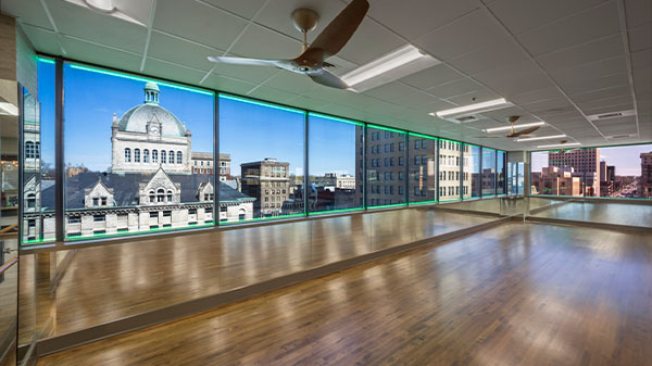 modern studio classroom for barre classes